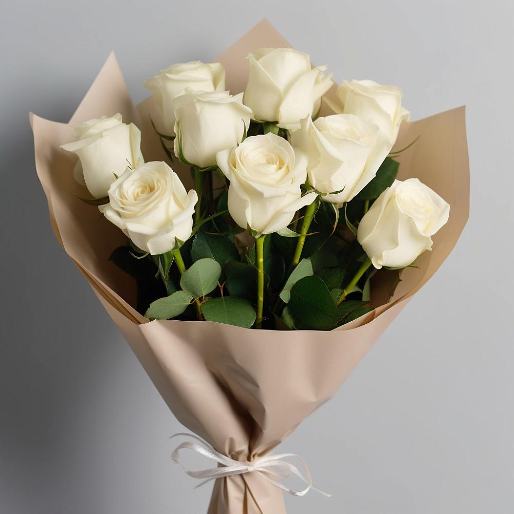 Букет 9 Белых роз Эдлесс Лав в Стрелецкое