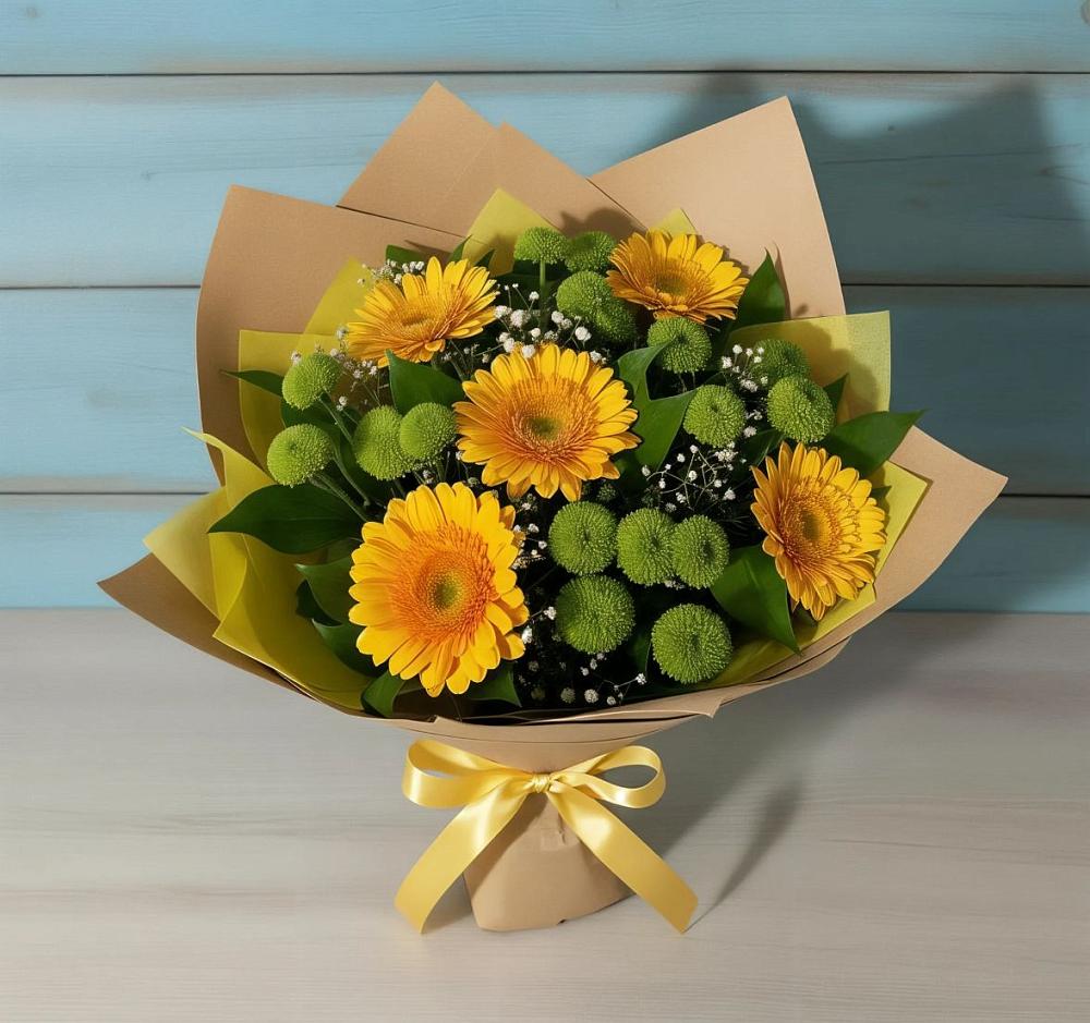 Букет цветов из: Герберы и Хризантемы в Стрелецкое