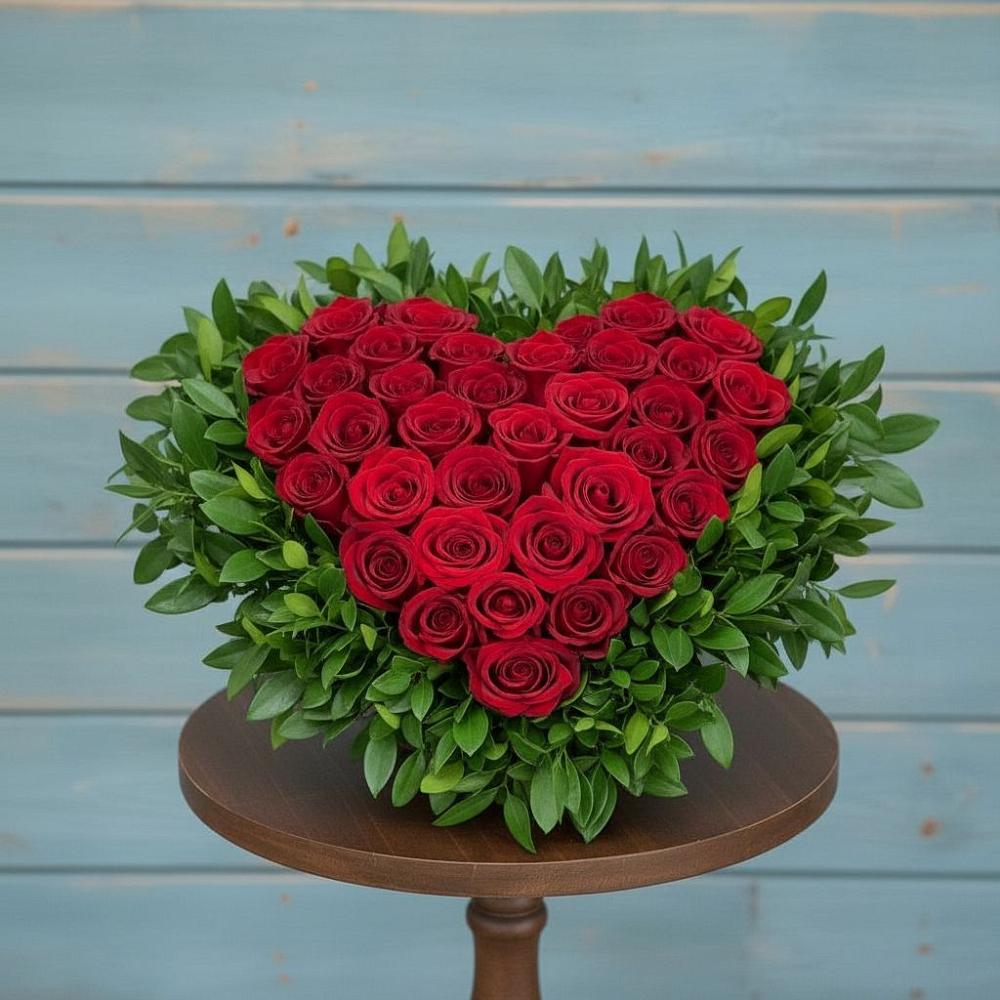 Цветочная композиция из Розы в виде сердца в Стрелецкое