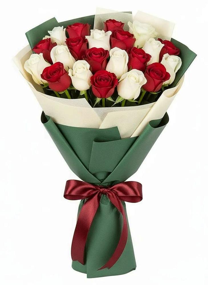 Букет Микс из красных и белых роз в Стрелецкое