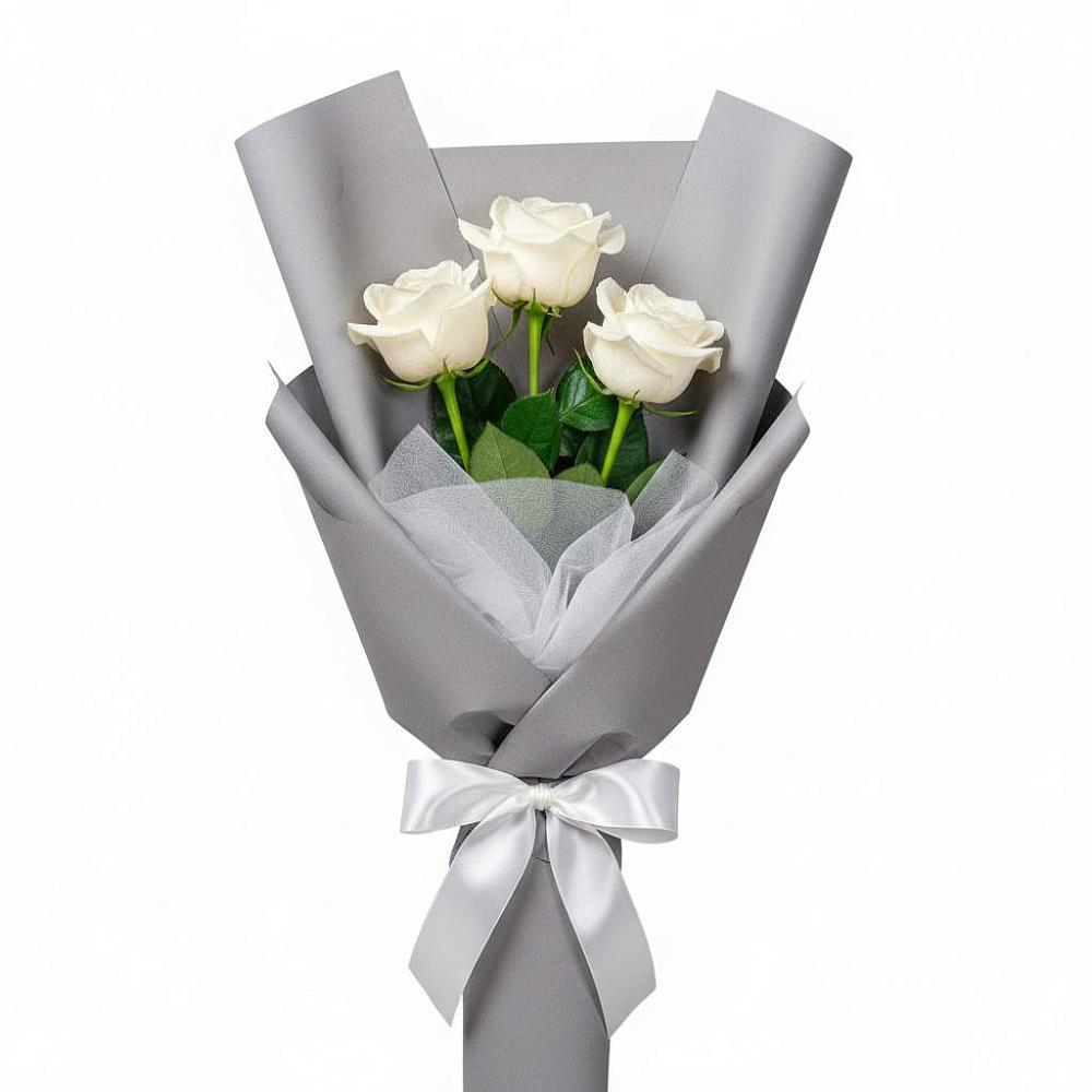 Букет 3 белые розы в Стрелецкое