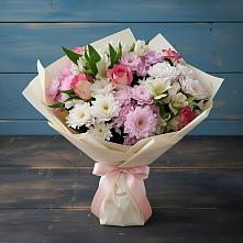 Букет цветов из:  Хризантемы, Альстромерии и Розы в Стрелецкое