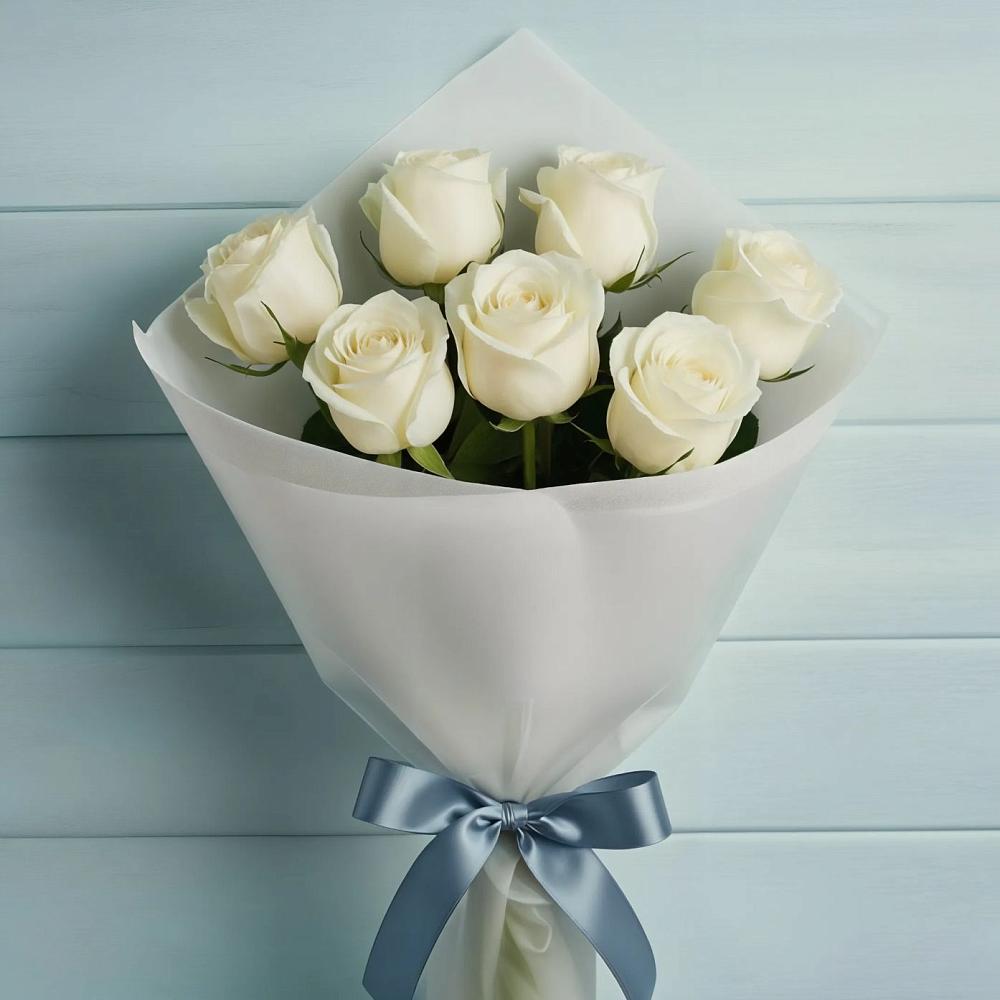 Букет 7 Белых роз Эдлесс Лав в Стрелецкое